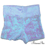 Shiny Sequin Pencil High Waist Mini Shorts