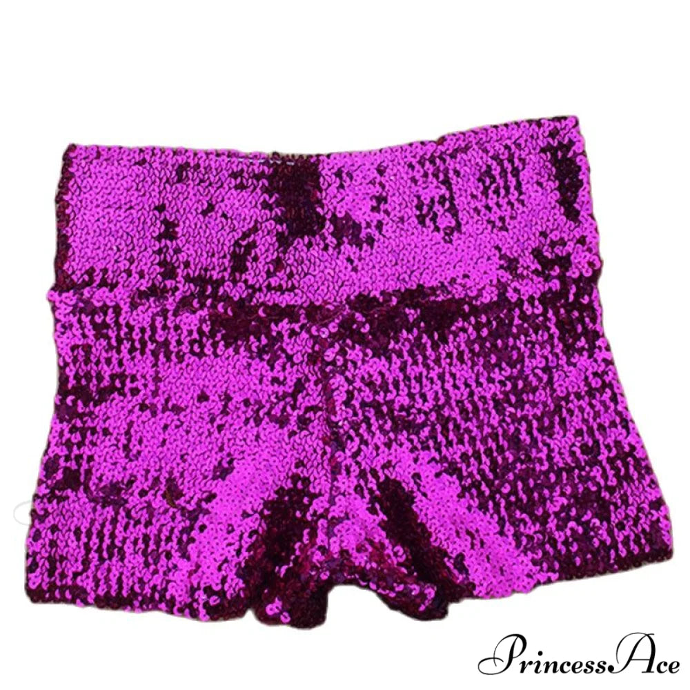 Shiny Sequin Pencil High Waist Mini Shorts