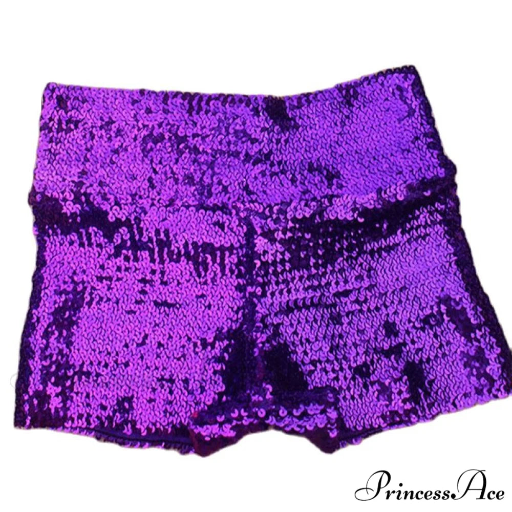 Shiny Sequin Pencil High Waist Mini Shorts