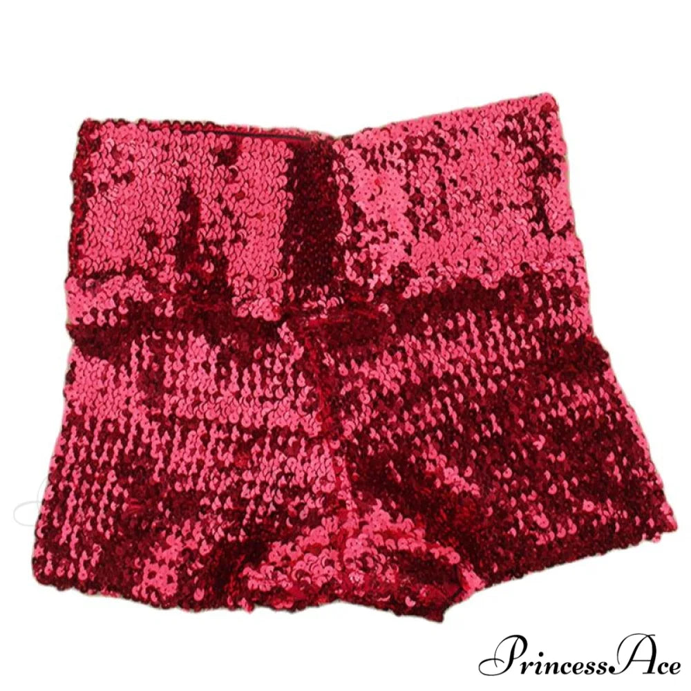 Shiny Sequin Pencil High Waist Mini Shorts