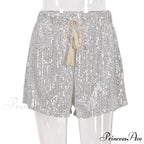 Shiny Sequin Pencil High Waist Mini Shorts