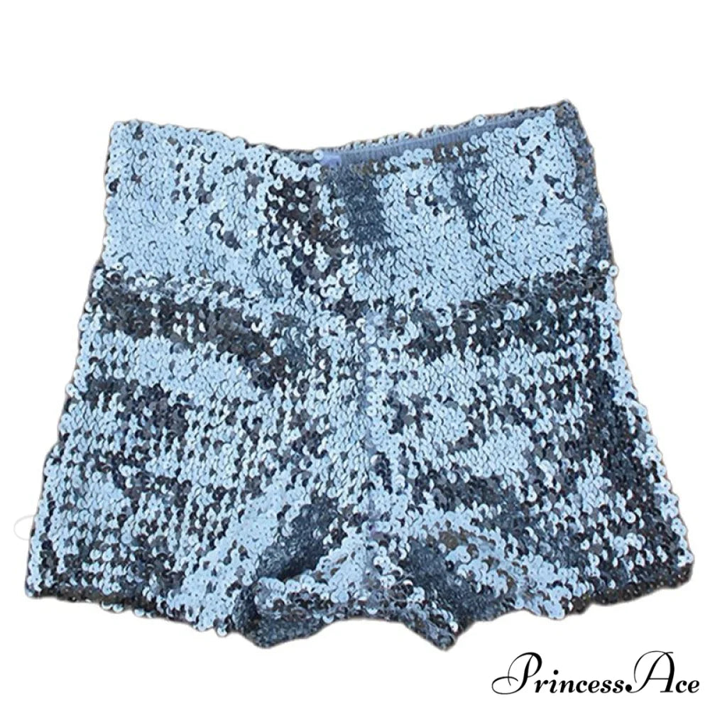 Shiny Sequin Pencil High Waist Mini Shorts