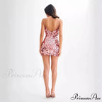 Shiny Sequined Open-Back Short Prom Dress