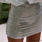 Shiny Sequins Chic Bodycon Solid Color Mini Skirt