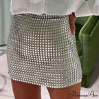 Shiny Sequins Chic Bodycon Solid Color Mini Skirt