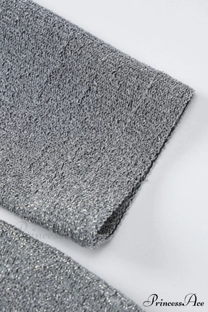 Shiny Silver Cowl Neck Silk Dress