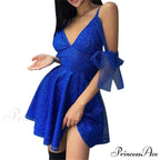 Shiny Slim Black V-Neck Party Dress