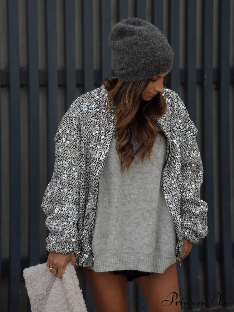 Shiny Sparkles Patchwork Bomber Jacket