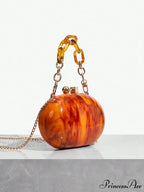 Shiny Tan Citrus Acrylic Box Evening Clutch Purse