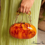 Shiny Tan Citrus Acrylic Box Evening Clutch Purse
