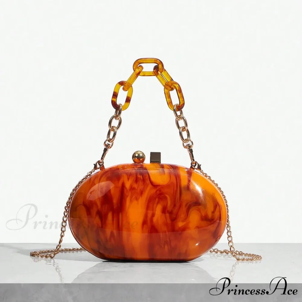 Shiny Tan Citrus Acrylic Box Evening Clutch Purse