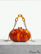 Shiny Tan Citrus Acrylic Box Evening Clutch Purse