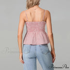 Shirred Checked Peplum Crop Top