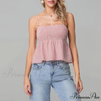 Shirred Checked Peplum Crop Top