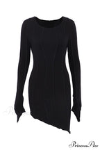 Shirred Long Sleeve Bodycon Mini Dress