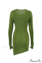 Shirred Long Sleeve Bodycon Mini Dress