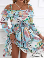 Shirred Ruffles Midi Vestidos Elegant Party Dress