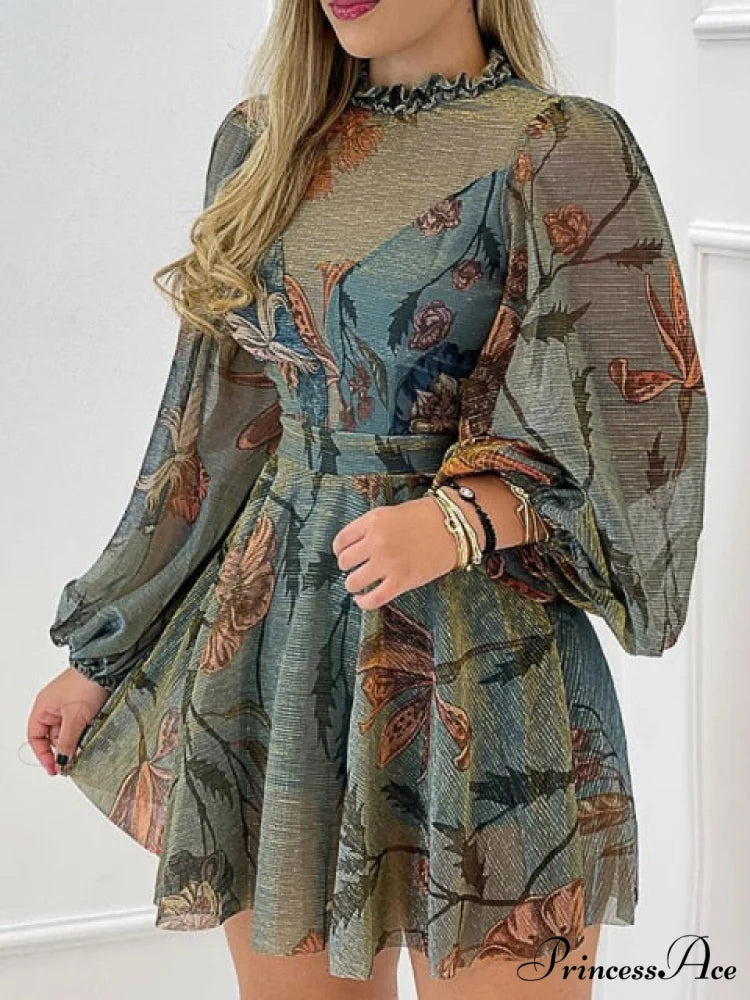 Shirred Ruffles Midi Vestidos Elegant Party Dress