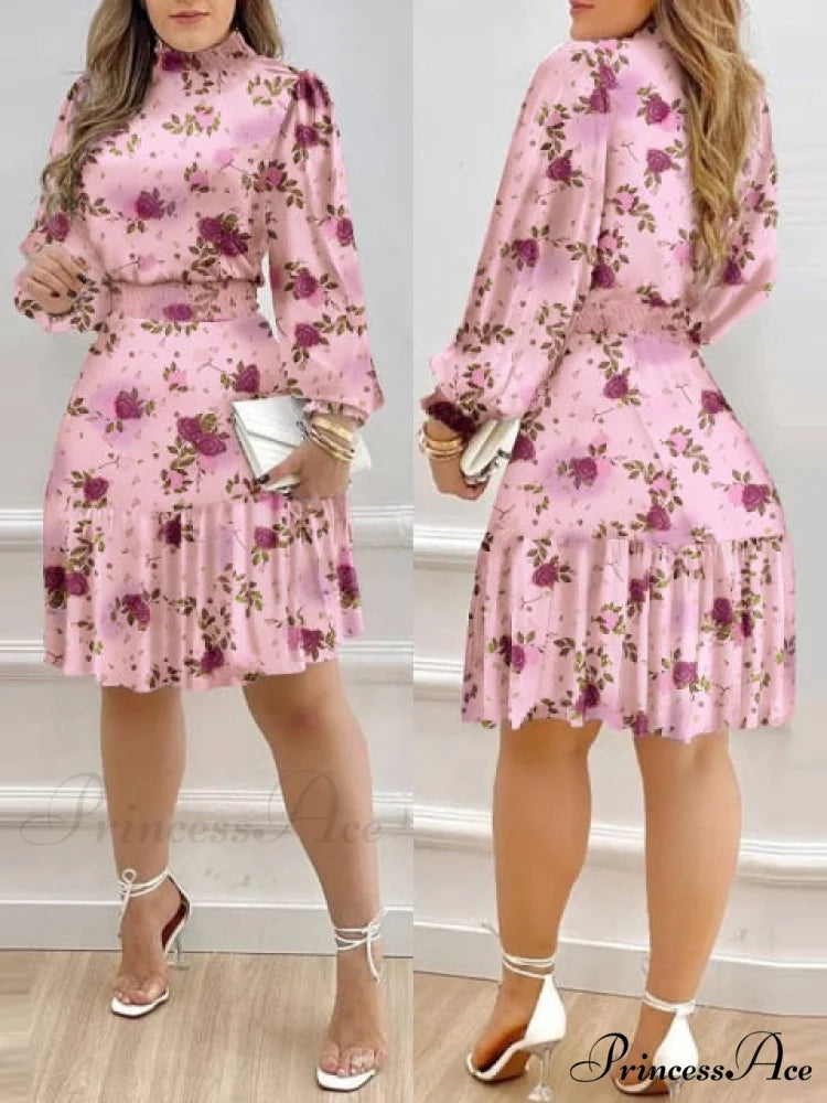 Shirred Ruffles Midi Vestidos Elegant Party Dress