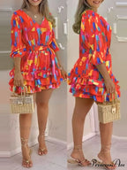 Shirred Ruffles Midi Vestidos Elegant Party Dress