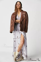 Shirt Down Stitched Short Sleeve Stylish Boho Dress