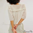 Short Cut Chiffon Frill Lace Trim Top