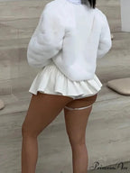 Short-Rise Letter Label Gathered Skirt