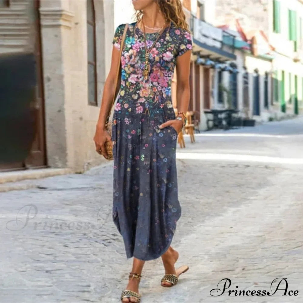 Short Sleeve Bohemian Long Dresses