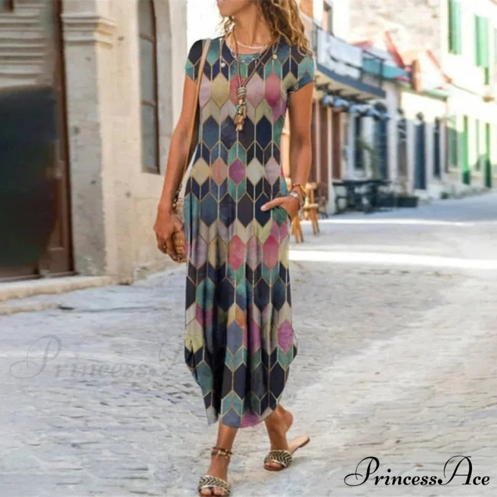 Short Sleeve Bohemian Long Dresses