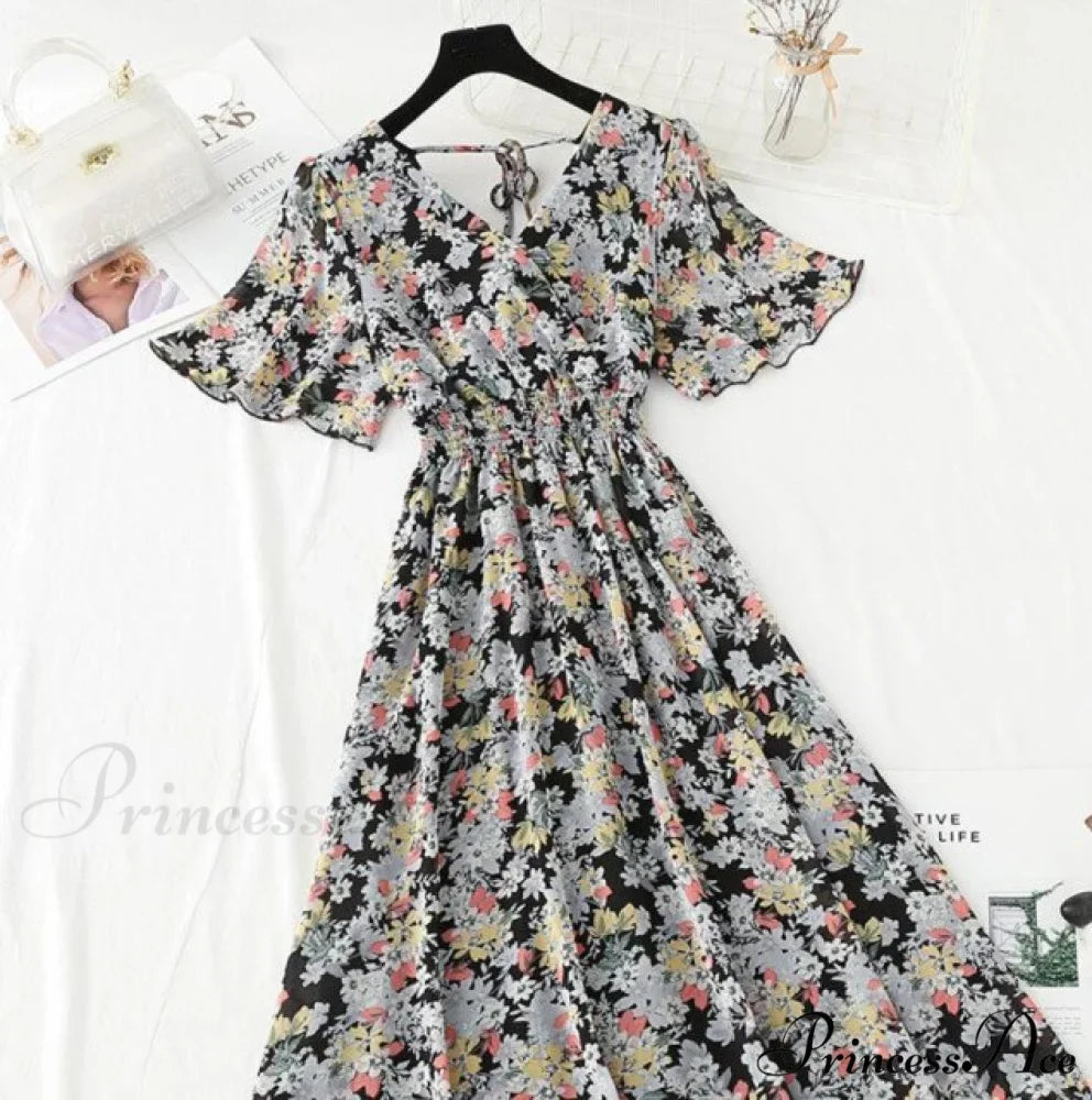 Short sleeve Chiffon Dress