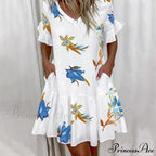 Short Sleeve Floral Print Dress
