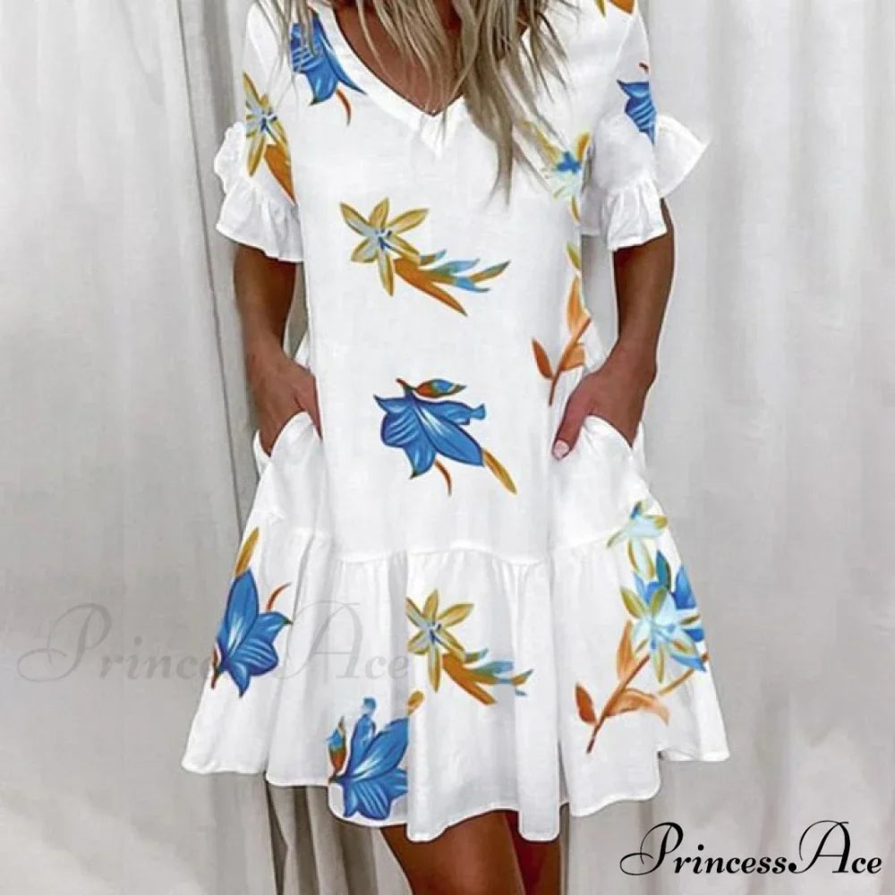 Short Sleeve Floral Print Dress