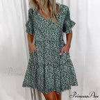 Short Sleeve Floral Print Dress