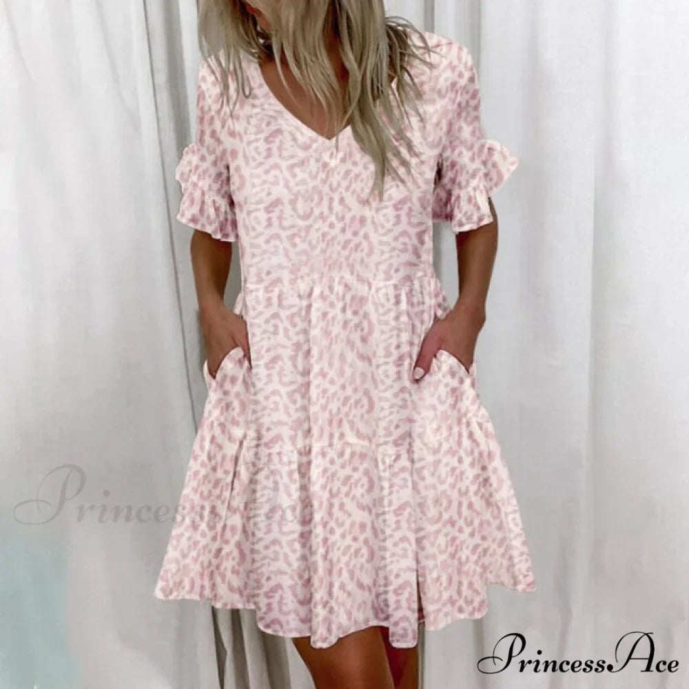 Short Sleeve Floral Print Dress