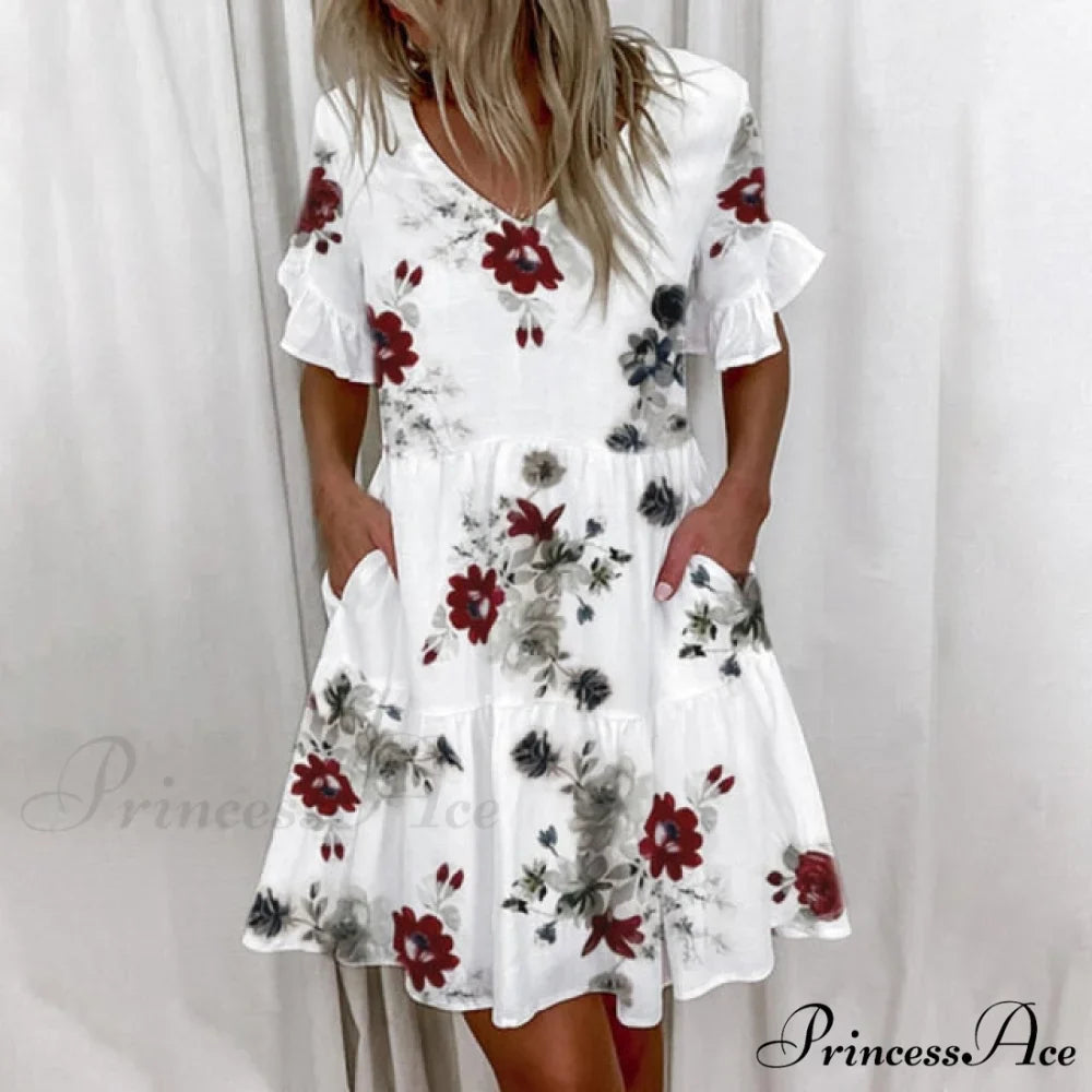 Short Sleeve Floral Print Dress