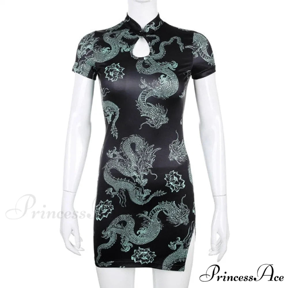 Short Sleeve Front Hole High Split Bodycon Dress