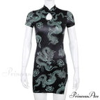 Short Sleeve Front Hole High Split Bodycon Dress