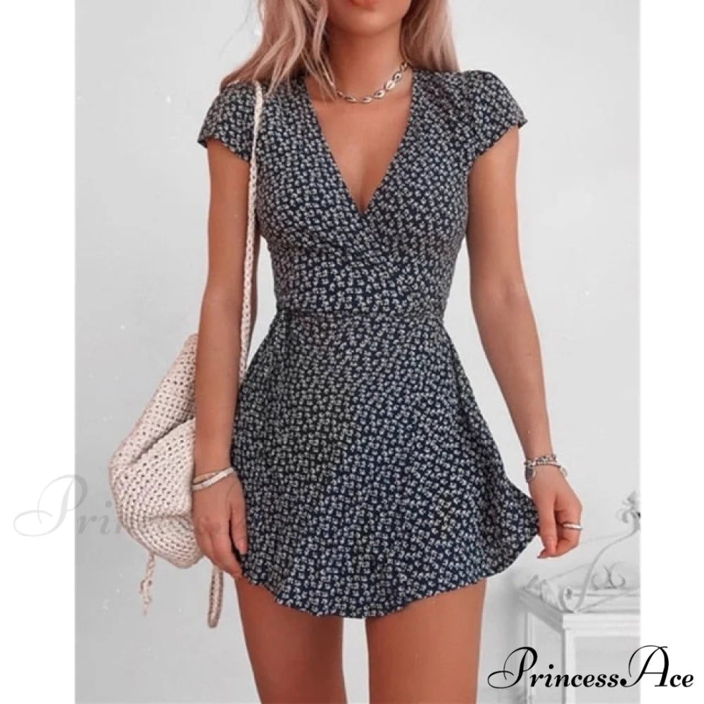 Short Sleeve Sexy V-neck Dresses