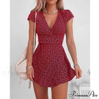 Short Sleeve Sexy V-neck Dresses