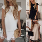 Short Sleeve Straight Splice Lace Mini Party Dresses