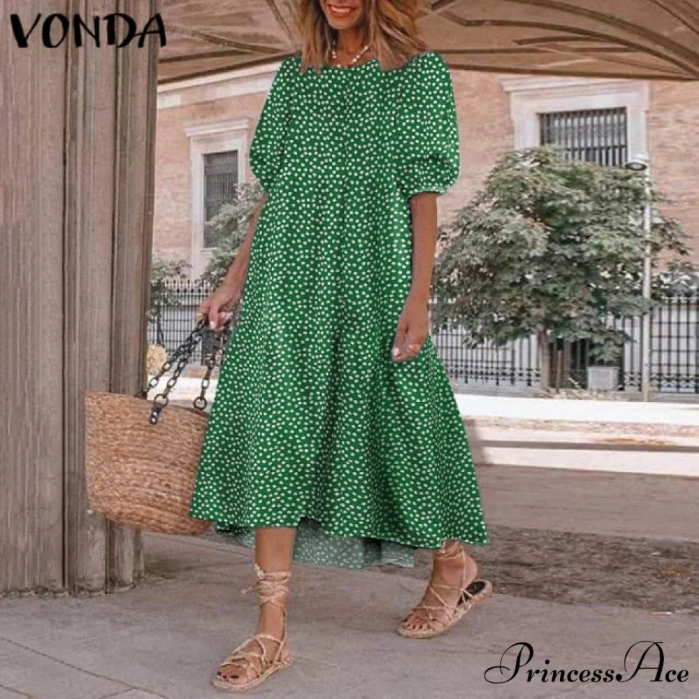 Short Sleeve Vintage Plaid Printed Sundress