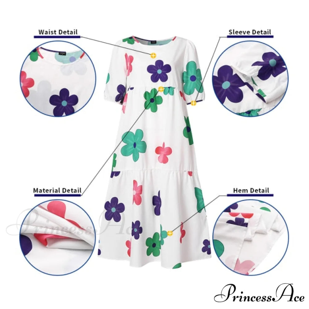 Short Sleeve Vintage Plaid Printed Sundress