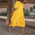 Short Sleeve Vintage Plaid Printed Sundress