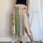 Short Waist Hippie Skirts Uneven Size Flower Chiffon Holiday