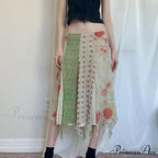 Short Waist Hippie Skirts Uneven Size Flower Chiffon Holiday