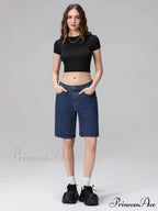 Short Waist Straight Leg Denim Brief