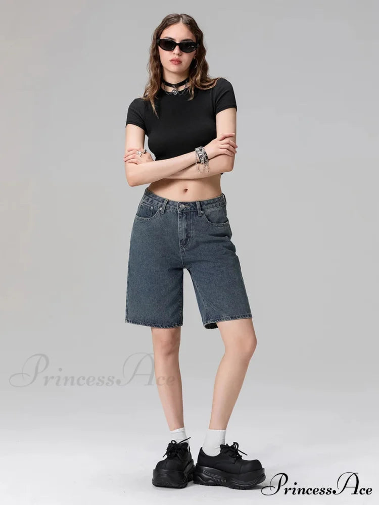 Short Waist Straight Leg Denim Brief