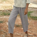 Shortened Slanted Pocket Stretchy Trousers