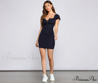 Show 'Em Off Charming Shoulder Smocked Mini Dress
