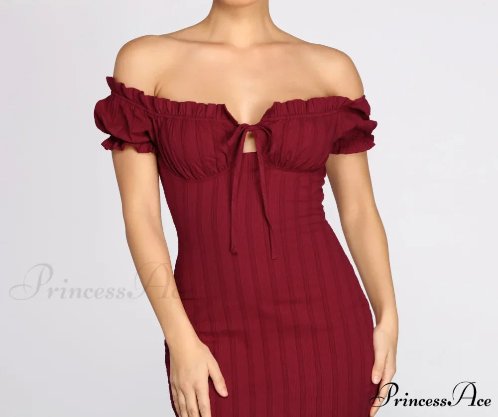 Show 'Em Off Charming Shoulder Smocked Mini Dress